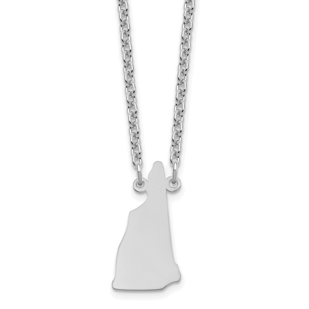 Sterling Silver/Rhodium-plated New Hampshire State Necklace