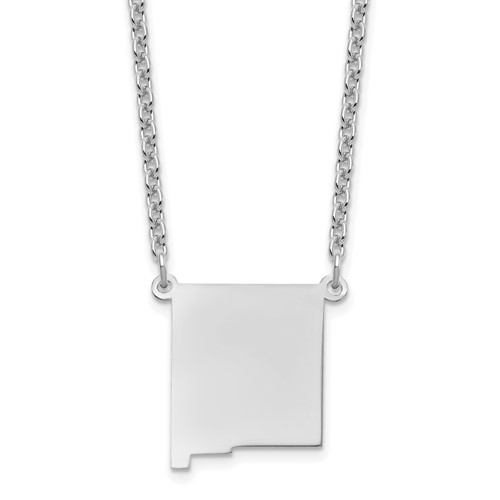 Sterling Silver Rhodium-plated New Mexico State Necklace