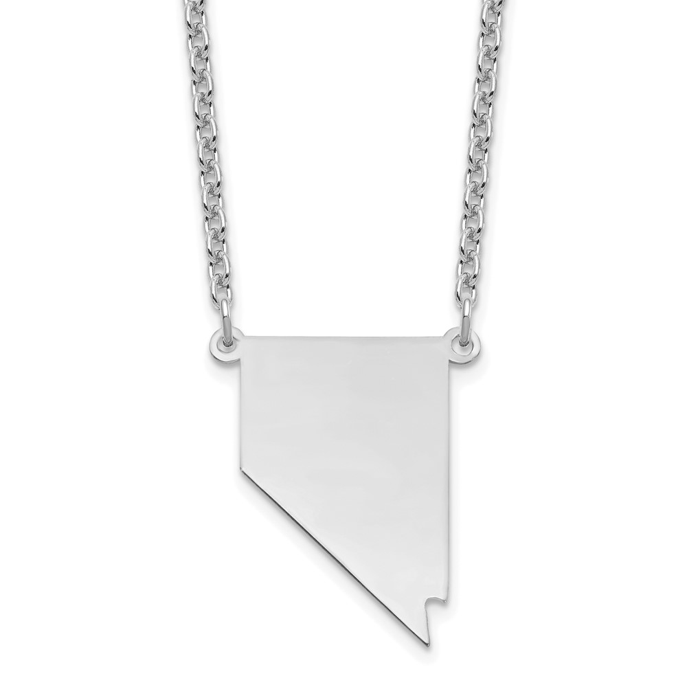 Sterling Silver Rhodium-plated Nevada State Necklace