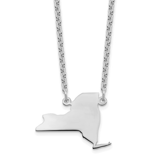 14K White Gold New York State Necklace