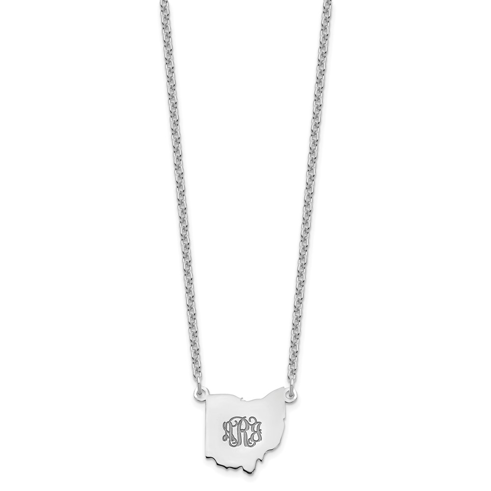 Sterling Silver/Rhodium-plated Ohio State Necklace (XNA706SS-OH)