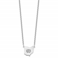 Sterling Silver Rhodium-plated Ohio State Necklace view 4