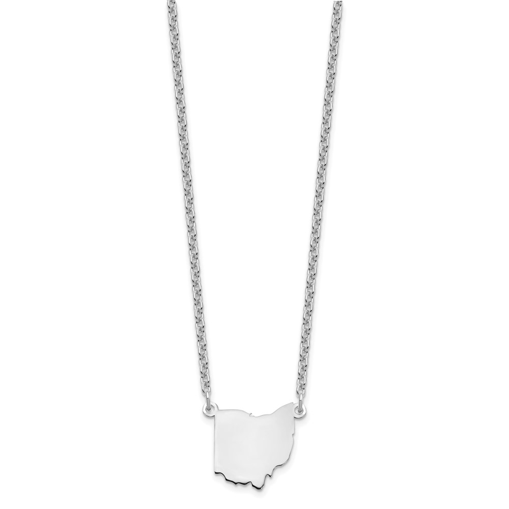 Sterling Silver/Rhodium-plated Ohio State Necklace (XNA706SS-OH)