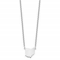 Sterling Silver Rhodium-plated Ohio State Necklace view 2