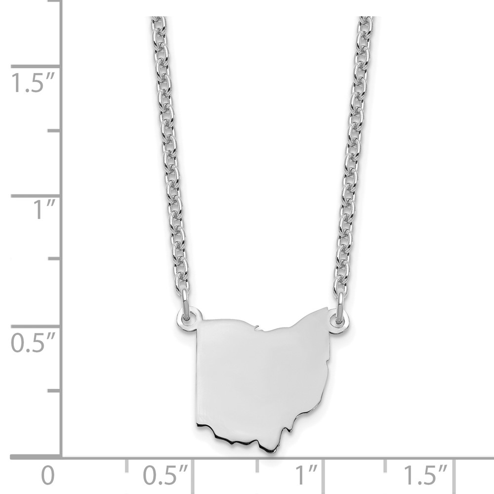 Sterling Silver/Rhodium-plated Ohio State Necklace (XNA706SS-OH)