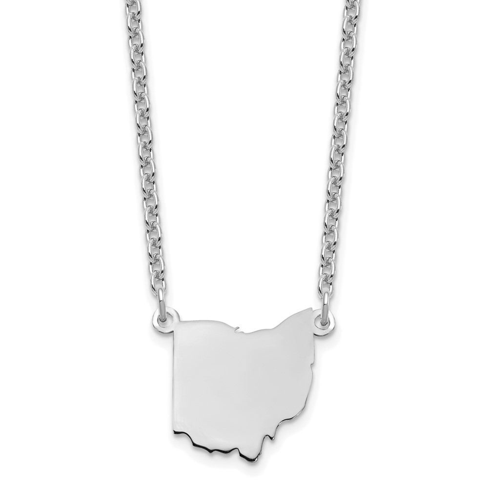 Sterling Silver Rhodium-plated Ohio State Necklace