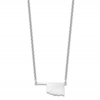 Sterling Silver Rhodium-plated Oklahoma State Necklace view 2