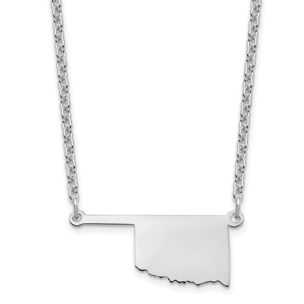 Sterling Silver Rhodium-plated Oklahoma State Necklace