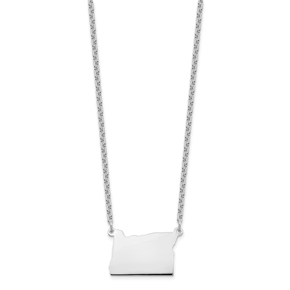 Sterling Silver/Rhodium-plated Oregon State Necklace (XNA706SS-OR)