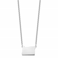 Sterling Silver Rhodium-plated Oregon State Necklace view 2