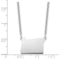 Sterling Silver Rhodium-plated Oregon State Necklace view 3