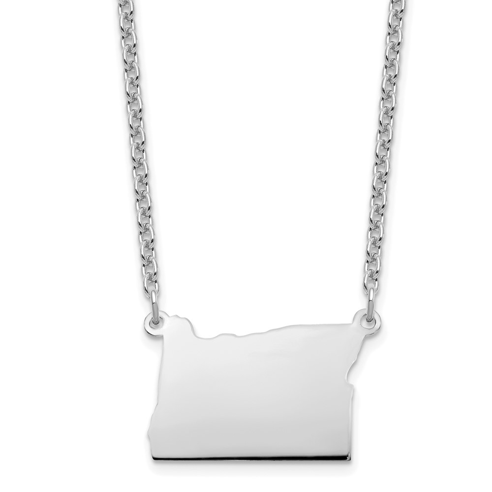 Sterling Silver/Rhodium-plated Oregon State Necklace