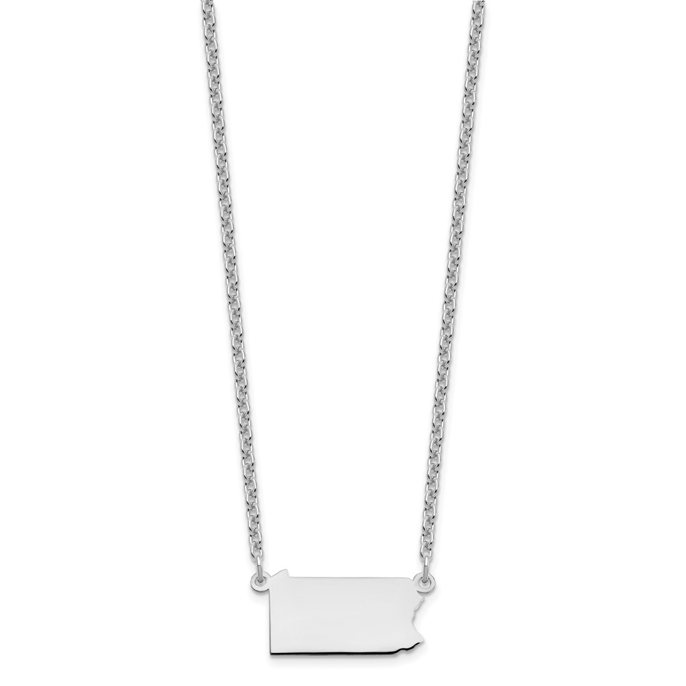 Sterling Silver/Rhodium-plated Pennsylvania State Necklace (XNA706SS-PA)