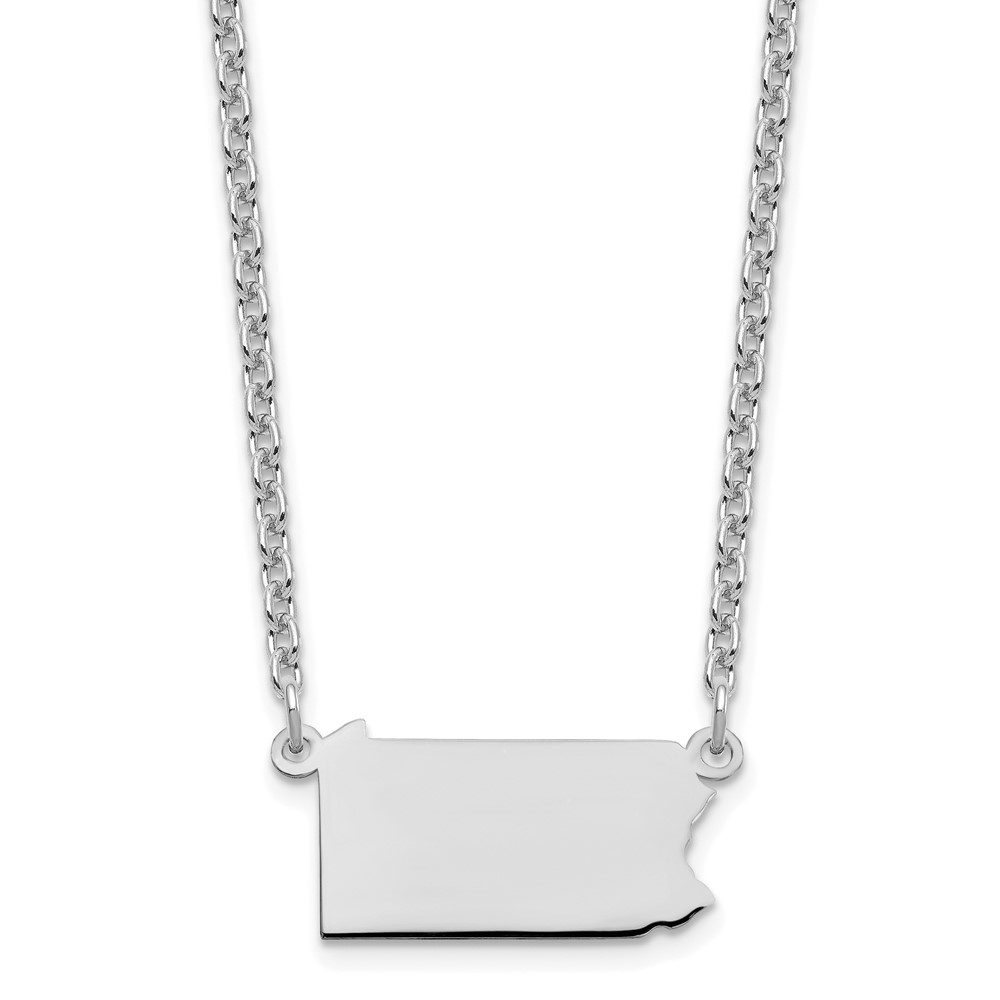 Sterling Silver Rhodium-plated Pennsylvania State Necklace