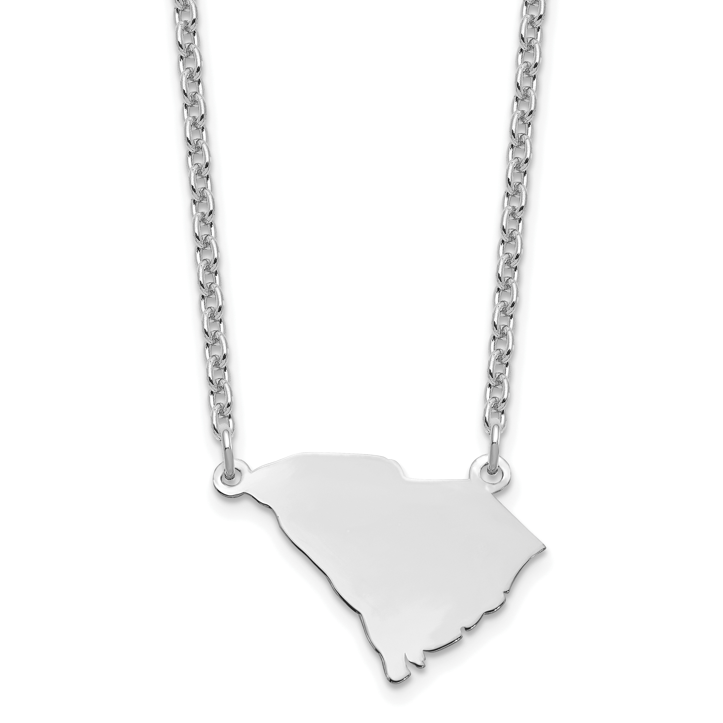 Sterling Silver/Rhodium-plated South Carolina State Necklace (XNA706SS-SC)