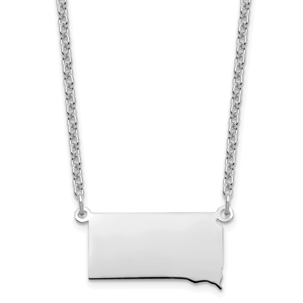 Sterling Silver Rhodium-plated South Dakota State Necklace