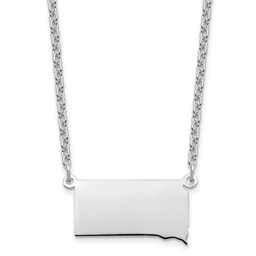 Sterling Silver Rhodium-plated South Dakota State Necklace