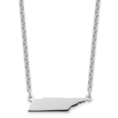 Sterling Silver Rhodium-plated Tennessee State Necklace