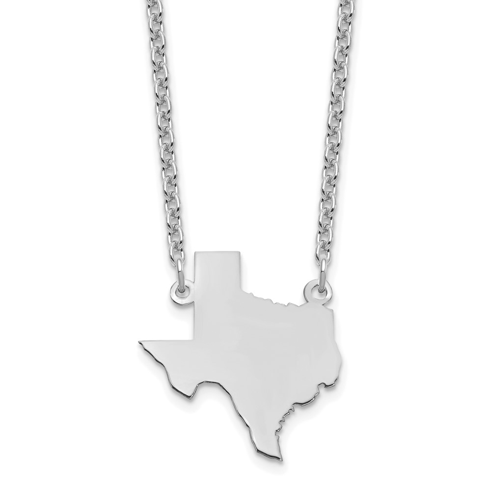 Sterling Silver Rhodium-plated Texas State Necklace