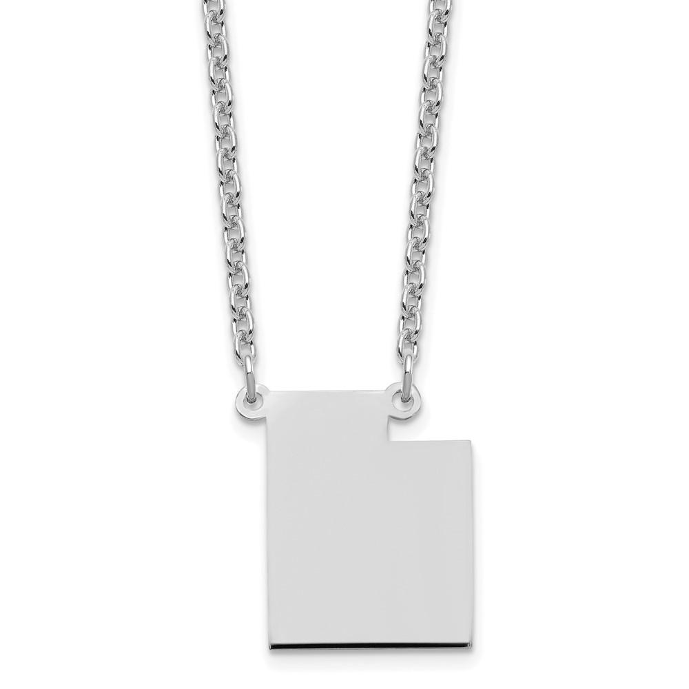 Sterling Silver Rhodium-plated Utah State Necklace