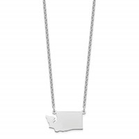 Sterling Silver Rhodium-plated Washington State Necklace view 2