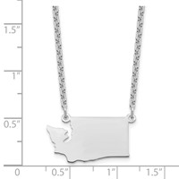 Sterling Silver Rhodium-plated Washington State Necklace view 3