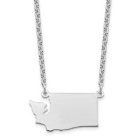Sterling Silver Rhodium-plated Washington State Necklace view 1