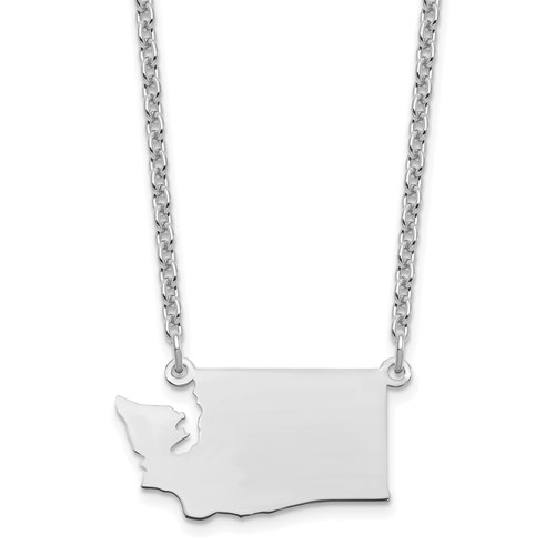 Sterling Silver Rhodium-plated Washington State Necklace