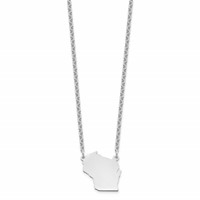 Sterling Silver Rhodium-plated Wisconsin State Necklace view 2