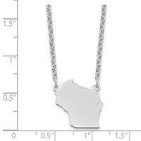 Sterling Silver Rhodium-plated Wisconsin State Necklace view 3