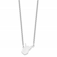 Sterling Silver Rhodium-plated West Virginia State Necklace view 2