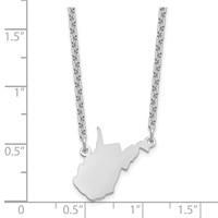 Sterling Silver Rhodium-plated West Virginia State Necklace view 3