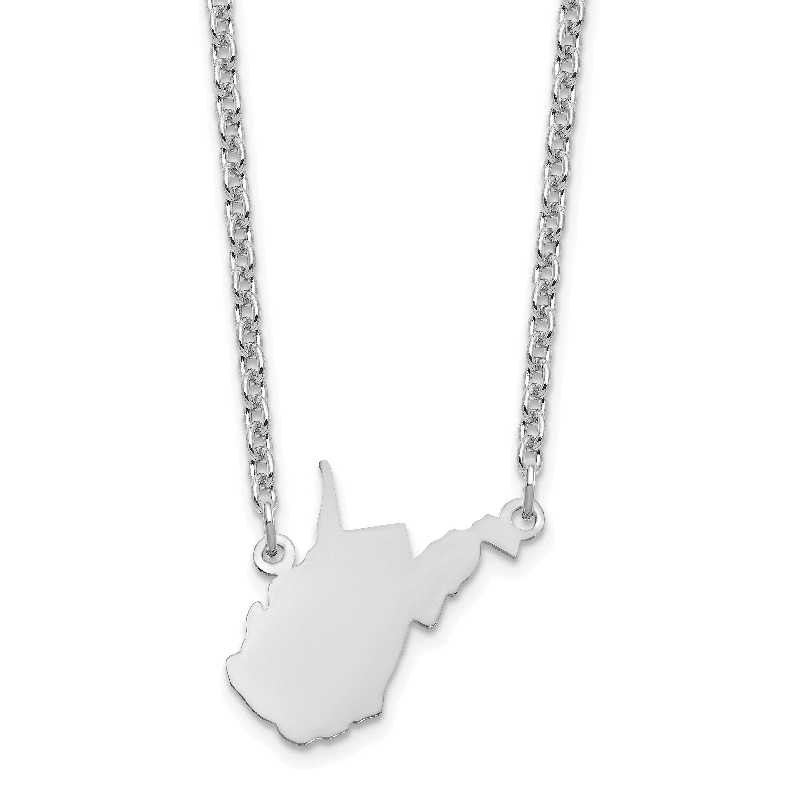 Sterling Silver/Rhodium-plated West Virginia State Necklace (XNA706SS-WV)