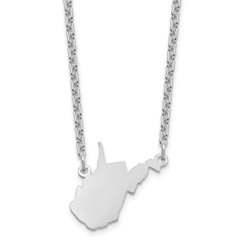 Sterling Silver/Rhodium-plated West Virginia State Necklace