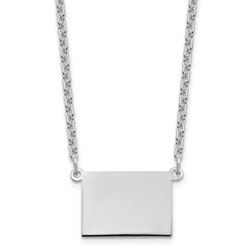 Sterling Silver Rhodium-plated Wyoming State Necklace
