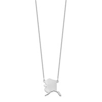 14K White Gold Alaska State Necklace view 2