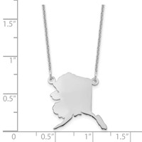 14K White Gold Alaska State Necklace view 3