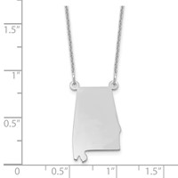 14K White Gold Alabama State Necklace view 3