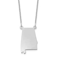 14K White Gold Alabama State Necklace view 1