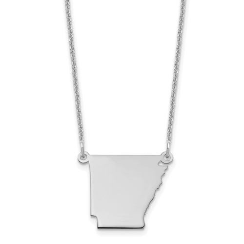 14K White Gold Arkansas State Necklace