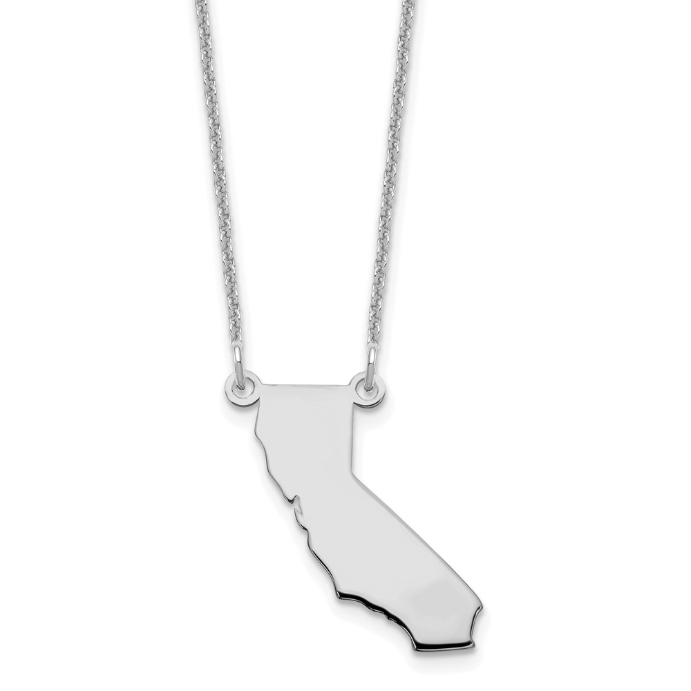 14K White Gold California State Necklace