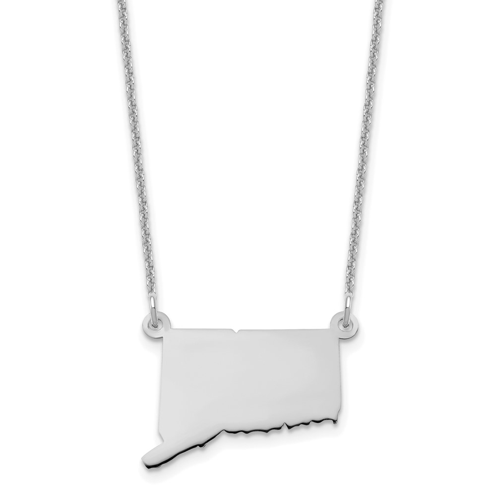 14K White Gold Connecticut State Necklace