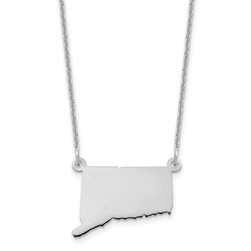 14K White Gold Connecticut State Necklace