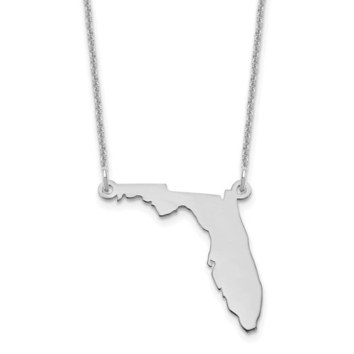 14K White Gold Florida State Necklace