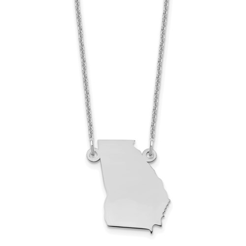 14K White Gold Georgia State Necklace