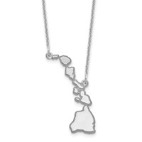 14K White Gold Hawaii State Necklace view 1