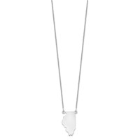 14K White Gold Illinois State Necklace view 2