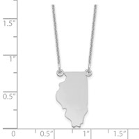 14K White Gold Illinois State Necklace view 3