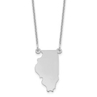 14K White Gold Illinois State Necklace view 1
