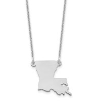 14K White Gold Louisiana State Necklace view 1